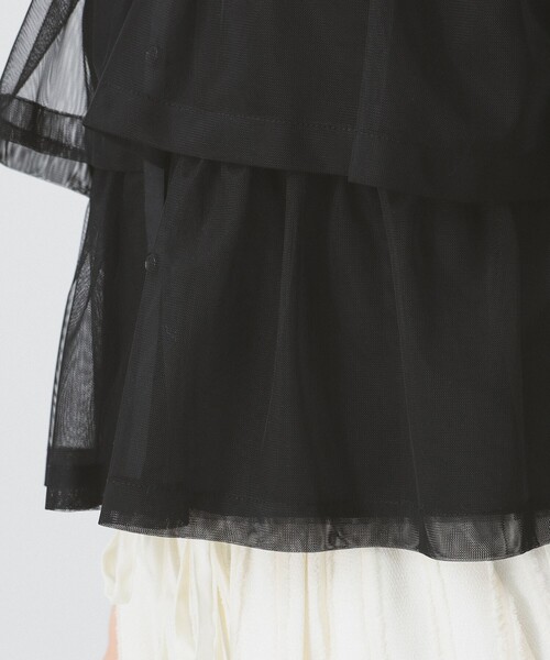 Ray BEAMS（レイビームス）の「シアー ティアード クロップド シャツ（シャツ/ブラウス・レディース・オフホワイト/ブラック・ONE SIZE）」の4枚目の写真