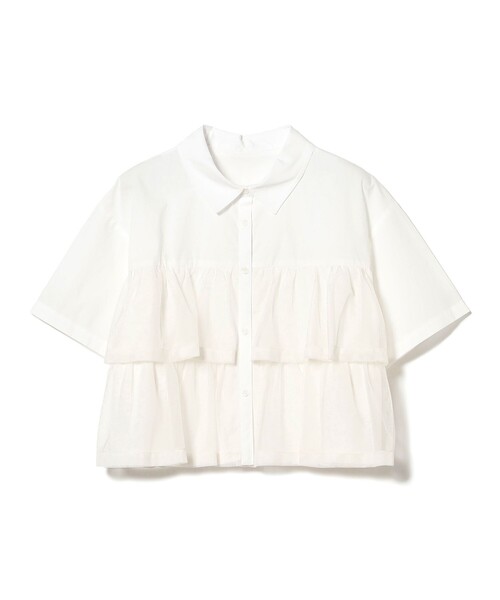 Ray BEAMS シアー ティアード クロップド シャツ 美品 シアー ティアード クロップド シャツ（シャツ/ブラウス）｜Ray