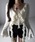 me+em selecti~[ZNgj́uy Qcolor z_[WtV[g{J[fBK ^ damage frill short ribbon cardiganiJ[fBK/{jvbAC{[