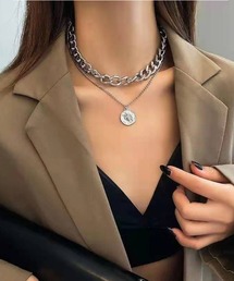 maison de LATIR（メゾンドラティール）の「コイン×チェーン2連ネックレス（ネックレス）」