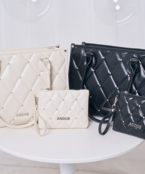 ANDGEEBEE（アンジービー）の「ビジューキルティングトートバッグ（トートバッグ・レディース・ブラック/アイボリー・FREE）」の4枚目の写真