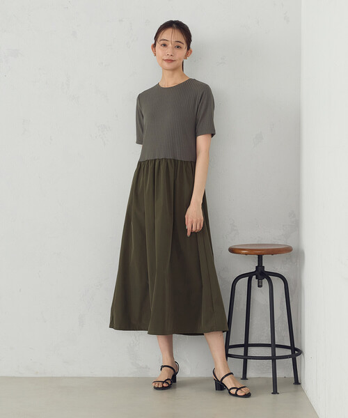 COMME CA ISM（コムサイズム）の「バルーンシルエットに変更できる！コンビワンピース（ワンピース・レディース・ブラック/ネイビー/カーキ・MEDIUM/LARGE）」の15枚目の写真