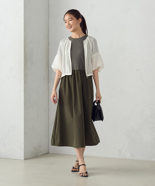 COMME CA ISM（コムサイズム）の「バルーンシルエットに変更できる！コンビワンピース（ワンピース・レディース・ブラック/ネイビー/カーキ・MEDIUM/LARGE）」の16枚目の写真