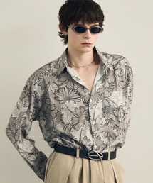 Flower pattern regular collar long sleeve shirt / フラワーパターンレギュラーカラーロングスリーブシャツ