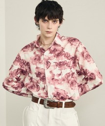 Flower pattern regular collar long sleeve shirt / フラワーパターンレギュラーカラーロングスリーブシャツ