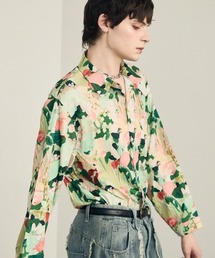 Flower pattern regular collar long sleeve shirt / フラワーパターンレギュラーカラーロングスリーブシャツ