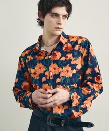 Flower pattern regular collar long sleeve shirt / フラワーパターンレギュラーカラーロングスリーブシャツ