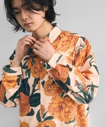 Flower pattern regular collar long sleeve shirt / フラワーパターンレギュラーカラーロングスリーブシャツ