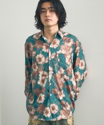 Flower pattern regular collar long sleeve shirt / フラワーパターンレギュラーカラーロングスリーブシャツ