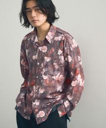 Flower pattern regular collar long sleeve shirt / フラワーパターンレギュラーカラーロングスリーブシャツ