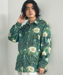 Flower pattern regular collar long sleeve shirt / フラワーパターンレギュラーカラーロングスリーブシャツ