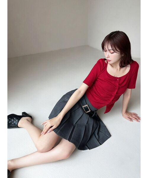 RESEXXY（リゼクシー）の「センタータックショートスリーブトップス（Tシャツ/カットソー・レディース・ホワイト/レッド/ライトグレー・FREE）」の7枚目の写真