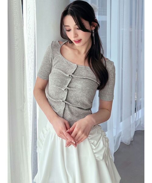 RESEXXY（リゼクシー）の「センタータックショートスリーブトップス（Tシャツ/カットソー・レディース・ホワイト/レッド/ライトグレー・FREE）」の11枚目の写真