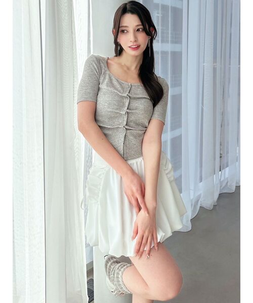 RESEXXY（リゼクシー）の「センタータックショートスリーブトップス（Tシャツ/カットソー・レディース・ホワイト/レッド/ライトグレー・FREE）」の12枚目の写真