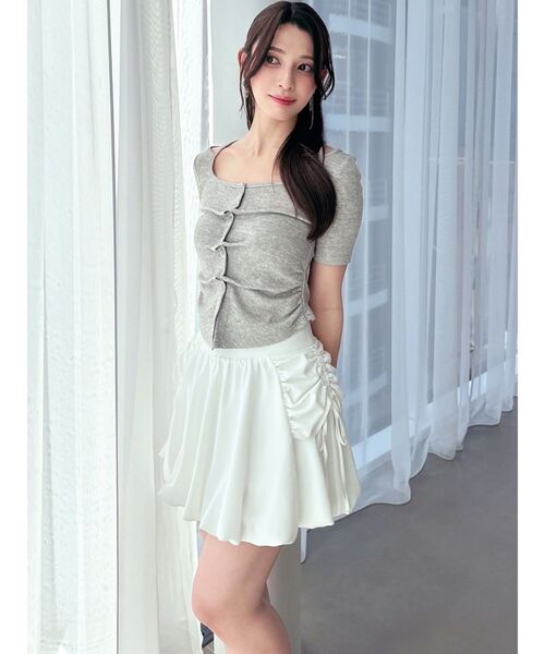 RESEXXY（リゼクシー）の「センタータックショートスリーブトップス（Tシャツ/カットソー・レディース・ホワイト/レッド/ライトグレー・FREE）」の13枚目の写真