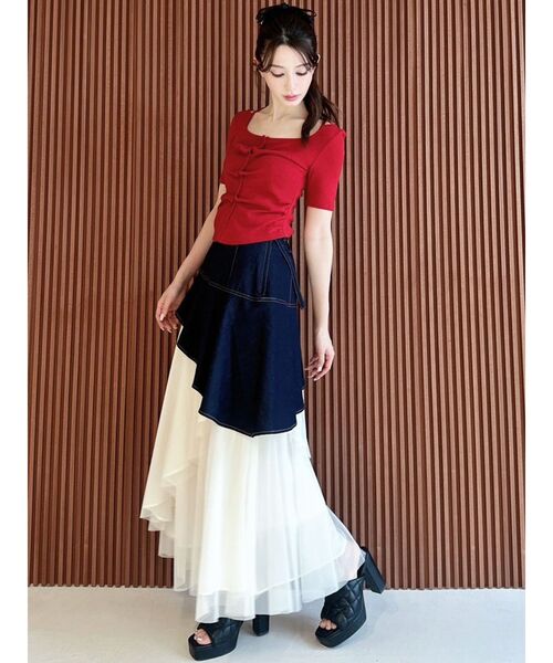 RESEXXY（リゼクシー）の「センタータックショートスリーブトップス（Tシャツ/カットソー・レディース・ホワイト/レッド/ライトグレー・FREE）」の17枚目の写真