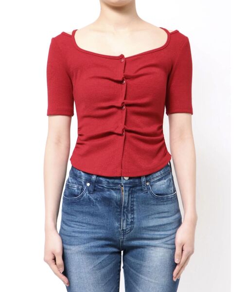 RESEXXY（リゼクシー）の「センタータックショートスリーブトップス（Tシャツ/カットソー・レディース・ホワイト/レッド/ライトグレー・FREE）」の20枚目の写真