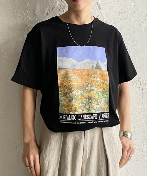 セール】オーバーサイズロゴフォトプリント半袖メタリック箔