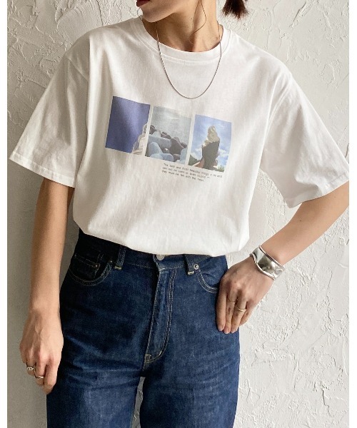 She's Closet(シーズクローゼット)の「オーバーサイズ半袖ロゴフォトプリントTシャツ(Tシャツ/カットソー・レディース・ブラック系その他2/ホワイト系その他/ホワイト系その他2/ブラック系その他/ブラック/ホワイト・FREE)」の7枚目の写真