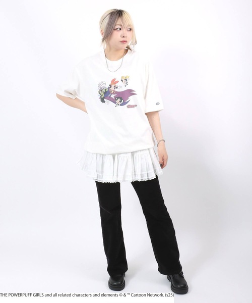 DISCUS ATHLETIC(ディスカス アスレチック)の「THE POWERPUFF GIRLS(パワーパフ ガールズ)キャラクタープリントTシャツ レディース メンズ ユニセックス(Tシャツ/カットソー・レディース・ホワイト/ブラック系その他/ブラック系その他2/ホワイト系その他・L/M)」の13枚目の写真
