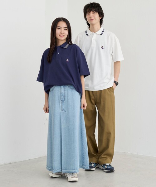 coen（コーエン）の「ワンポイントベア刺繍カノコポロシャツ（ポロシャツ・メンズ・ホワイト/ブラック/コバルトブルー/ターコイズブルー/ネイビー・S/M/L/XL）」の9枚目の写真