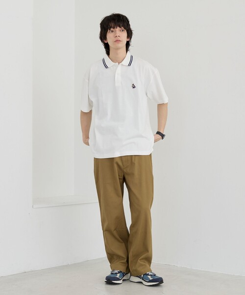 coen（コーエン）の「ワンポイントベア刺繍カノコポロシャツ（ポロシャツ・メンズ・ホワイト/ブラック/コバルトブルー/ターコイズブルー/ネイビー・S/M/L/XL）」の14枚目の写真