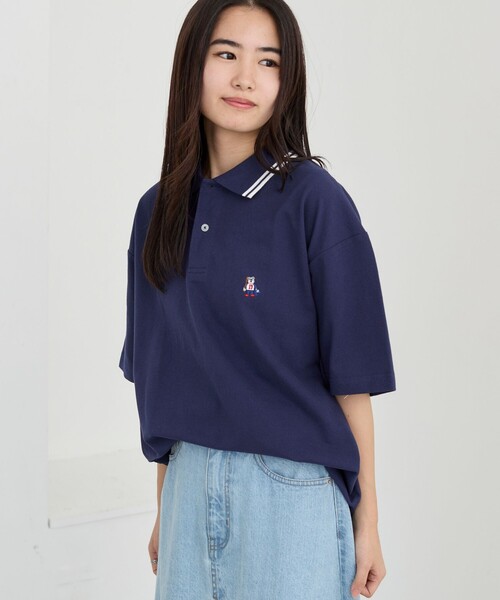 coen（コーエン）の「ワンポイントベア刺繍カノコポロシャツ（ポロシャツ・メンズ・ホワイト/ブラック/コバルトブルー/ターコイズブルー/ネイビー・S/M/L/XL）」の17枚目の写真