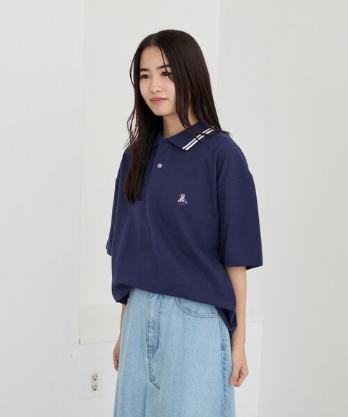 coen（コーエン）の「ワンポイントベア刺繍カノコポロシャツ（ポロシャツ・メンズ・ホワイト/ブラック/コバルトブルー/ターコイズブルー/ネイビー・S/M/L/XL）」の19枚目の写真