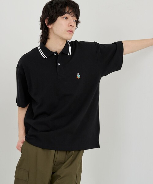 coen（コーエン）の「ワンポイントベア刺繍カノコポロシャツ（ポロシャツ・メンズ・ホワイト/ブラック/コバルトブルー/ターコイズブルー/ネイビー・S/M/L/XL）」の21枚目の写真