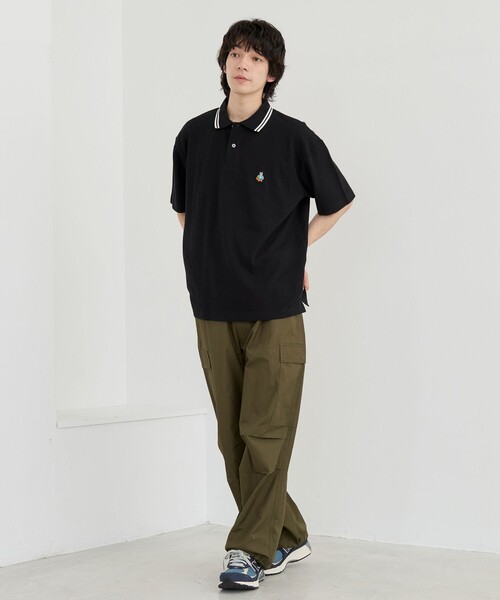 coen（コーエン）の「ワンポイントベア刺繍カノコポロシャツ（ポロシャツ・メンズ・ホワイト/ブラック/コバルトブルー/ターコイズブルー/ネイビー・S/M/L/XL）」の22枚目の写真