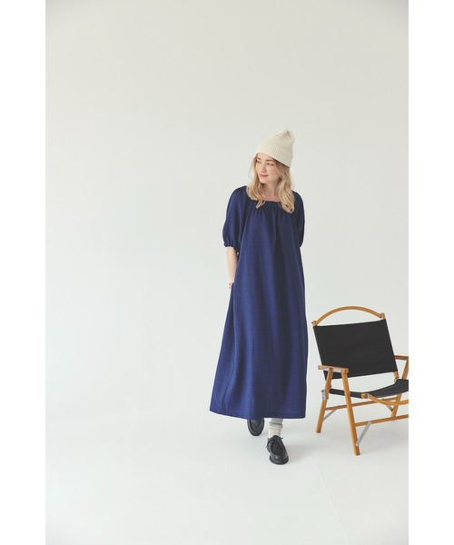THOUSAND MILE】GATHERD DRESS LINE LIKE CHECK/ギャザードレス