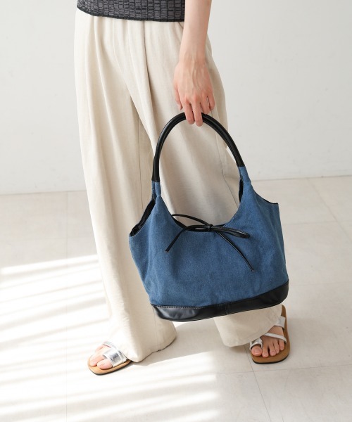 Bab（バブ）の「異素材リボントートバッグ（トートバッグ・レディース・キャメル/ブラック/ベージュ・ONESIZE）」の14枚目の写真