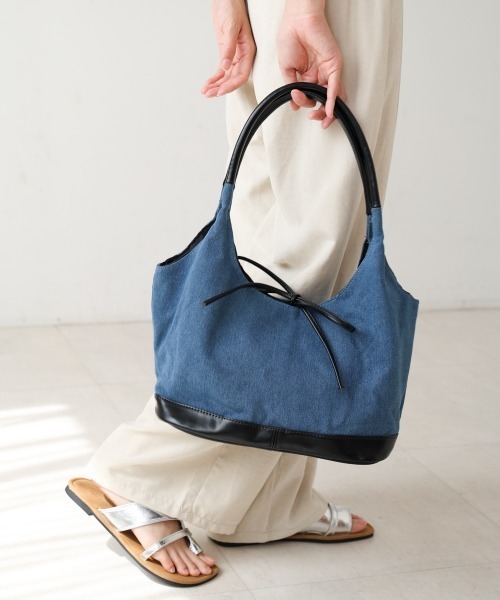 Bab（バブ）の「異素材リボントートバッグ（トートバッグ・レディース・キャメル/ブラック/ベージュ・ONESIZE）」の15枚目の写真