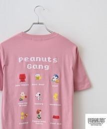 PEANUTS ピクセルプリント天竺半袖Tシャツ