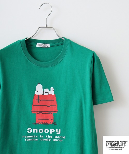 PEANUTS(ピーナッツ)の「PEANUTS ピクセルプリント天竺半袖Tシャツ(Tシャツ/カットソー・メンズ・ブラック系1/エメラルド/グレー系その他/ブラック/ライトオレンジ系/ピンク系/杢グレー/ローズ/ブラック系/ネイビー/ライトグリーン/グリーン・L/M/S/LL)」の7枚目の写真