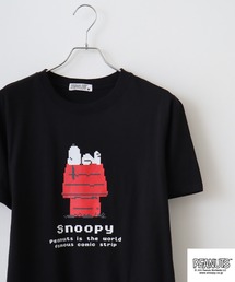 PEANUTS ピクセルプリント天竺半袖Tシャツ