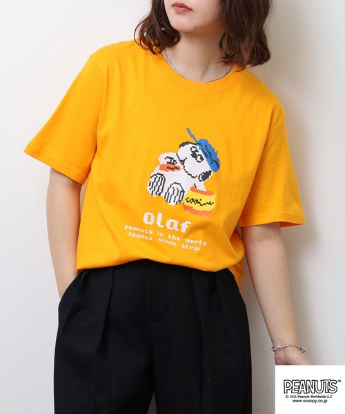 PEANUTS(ピーナッツ)の「PEANUTS ピクセルプリント天竺半袖Tシャツ(Tシャツ/カットソー・メンズ・ブラック系1/エメラルド/グレー系その他/ブラック/ライトオレンジ系/ピンク系/杢グレー/ローズ/ブラック系/ネイビー/ライトグリーン/グリーン・L/M/S/LL)」の14枚目の写真