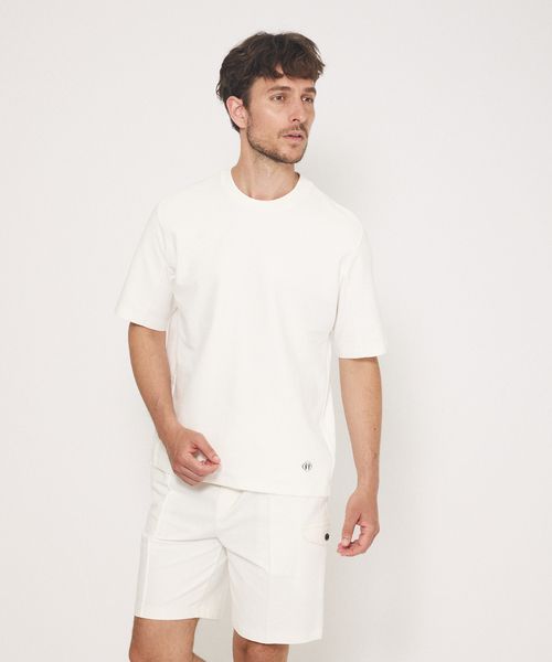 DESIGNWORKS(デザインワークス)の「【接触冷感 / COVEROSS(R) 】ハンマースリーブ Tシャツ / セットアップ対応(Tシャツ/カットソー・メンズ・ホワイト/ブラック/カーキ/ネイビー/スミクロ/オフホワイト・46/48/50)」の18枚目の写真