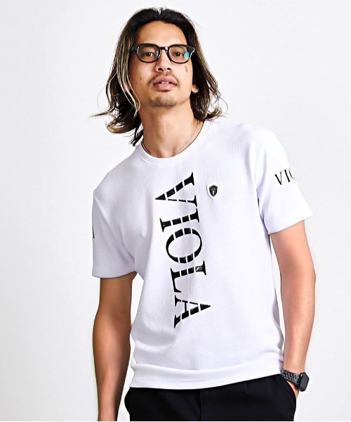 VIOLA（ヴィオラ）の「『VIOLA rumore/ヴィオラ ルモーレ』裏使いC-NECK 半袖Tシャツ（Tシャツ/カットソー・メンズ・オレンジ/ブラック/ホワイト・XL/L/M）」の4枚目の写真