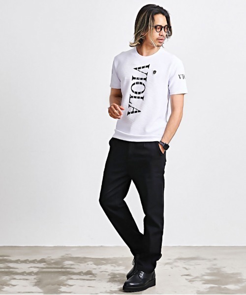 VIOLA（ヴィオラ）の「『VIOLA rumore/ヴィオラ ルモーレ』裏使いC-NECK 半袖Tシャツ（Tシャツ/カットソー・メンズ・オレンジ/ブラック/ホワイト・XL/L/M）」の6枚目の写真