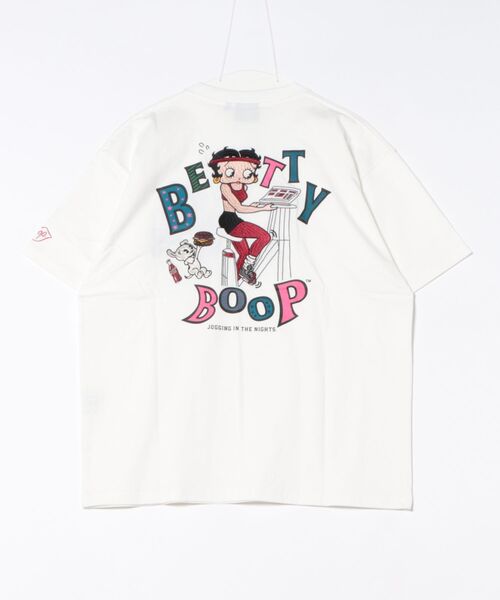 BETTY BOOP（ベティ・ブープ）の「LOWBLOW KNUCKLE / ローブローナックル / BETTY BOOP / エアロバイクBETTY Tシャツ (M2)（Tシャツ/カットソー・メンズ・ホワイト/ピンク/ブラック・M/L/XL/XXL）」の2枚目の写真