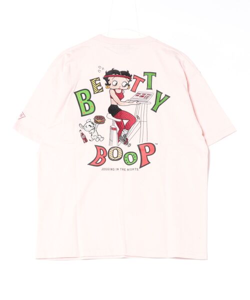BETTY BOOP（ベティ・ブープ）の「LOWBLOW KNUCKLE / ローブローナックル / BETTY BOOP / エアロバイクBETTY Tシャツ (M2)（Tシャツ/カットソー・メンズ・ホワイト/ピンク/ブラック・M/L/XL/XXL）」の3枚目の写真