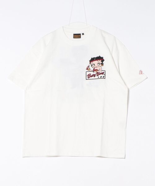 BETTY BOOP（ベティ・ブープ）の「LOWBLOW KNUCKLE / ローブローナックル / BETTY BOOP / エアロバイクBETTY Tシャツ (M2)（Tシャツ/カットソー・メンズ・ホワイト/ピンク/ブラック・M/L/XL/XXL）」の7枚目の写真