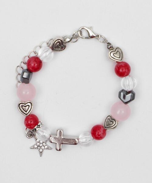 WEGO（ウィゴー）の「WEGO/ビーズチャームブレス（ブレスレット・レディース・ブラック/オフホワイト/ライトピンク・FREE）」の10枚目の写真