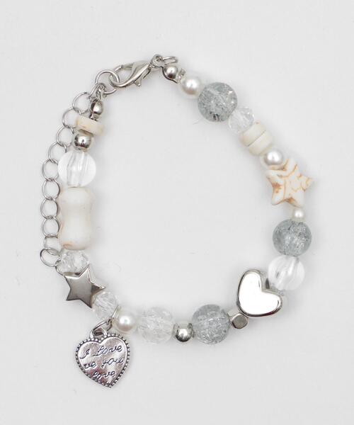 WEGO（ウィゴー）の「WEGO/ビーズチャームブレス（ブレスレット・レディース・ブラック/オフホワイト/ライトピンク・FREE）」の11枚目の写真