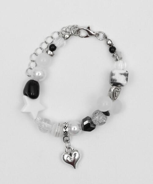 WEGO（ウィゴー）の「WEGO/ビーズチャームブレス（ブレスレット・レディース・ブラック/オフホワイト/ライトピンク・FREE）」の12枚目の写真