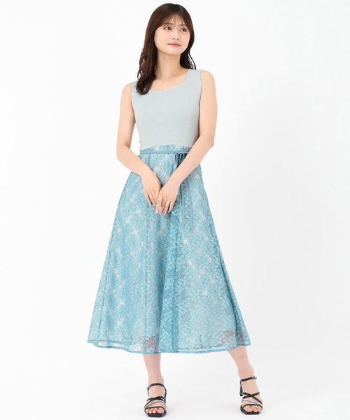 MISCH MASCH(ミッシュマッシュ)の「2025春夏新作 ラメニット×レースワンピース(ワンピース・レディース・グリーン/ブルー/ブラック・フリ-)」の14枚目の写真