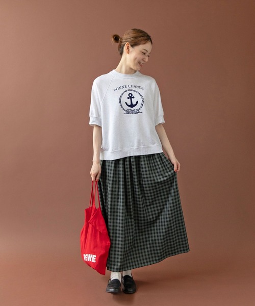 PAR ICI（パーリッシィ）の「BONNE CHANCE ! 半袖裏毛Tシャツ（Tシャツ/カットソー・レディース・ネイビー/ホワイト・FREE）」の13枚目の写真