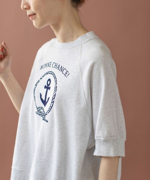 PAR ICI（パーリッシィ）の「BONNE CHANCE ! 半袖裏毛Tシャツ（Tシャツ/カットソー・レディース・ネイビー/ホワイト・FREE）」の10枚目の写真