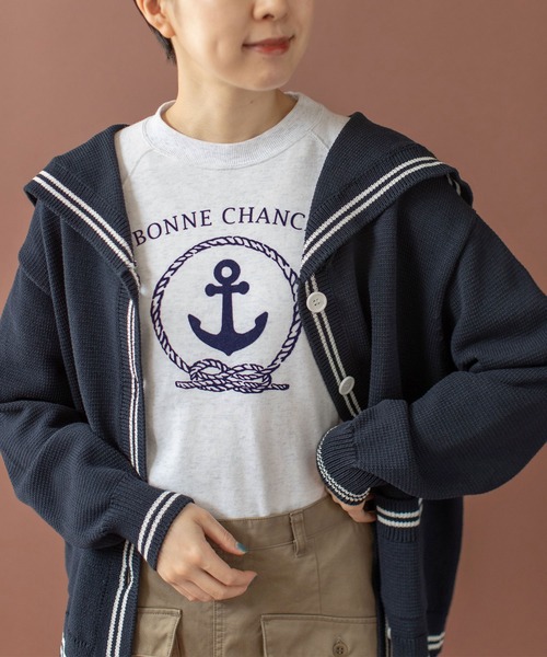 PAR ICI（パーリッシィ）の「BONNE CHANCE ! 半袖裏毛Tシャツ（Tシャツ/カットソー・レディース・ネイビー/ホワイト・FREE）」の21枚目の写真